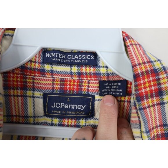 Vintage 70s Streetwear Mens Large Faded Flannel Collared Button Shirt Plaid - Picture 7 of 11